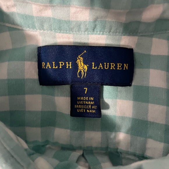 EUC POLO Ralph Lauren Light Green & White Check Pattern, Size 7 - Picture 3 of 5